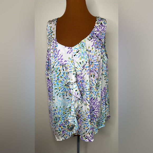 Lane Bryant Purple Blue Ruffled Asymmetrical Tank Top Size 20 - Picture 1 of 7
